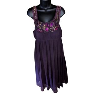Aidan Mattox beaded silk dress, size 10, purple with rhinestones